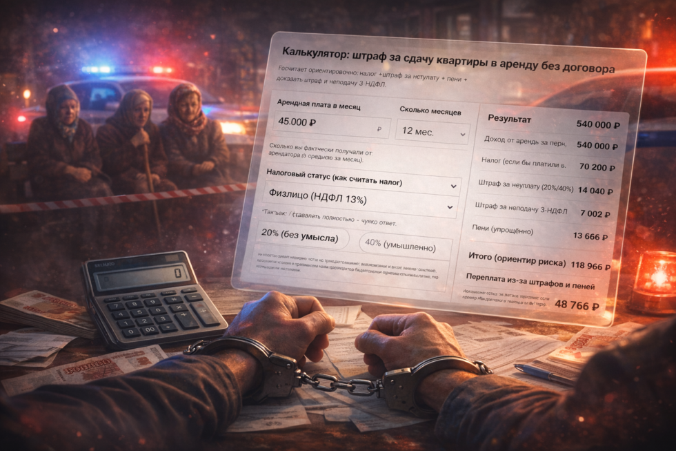 калькулятор штрафов при сдаче в аренду квартиры